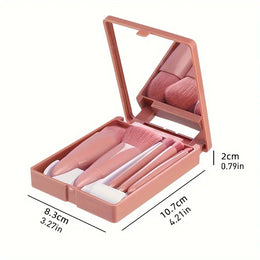 KissICON 5 Piece Mini Makeup Brush Set With Mirror