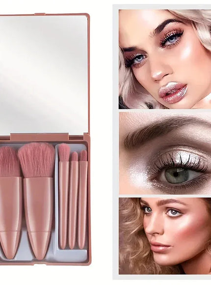 KissICON 5 Piece Mini Makeup Brush Set With Mirror