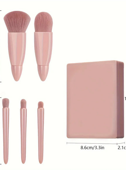 KissICON 5 Piece Mini Makeup Brush Set With Mirror