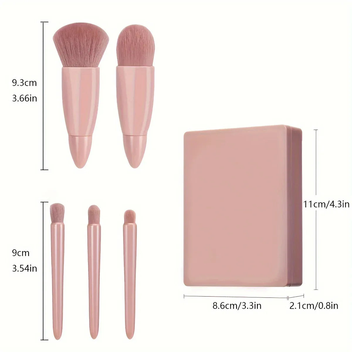 KissICON 5 Piece Mini Makeup Brush Set With Mirror