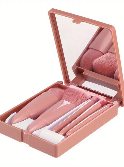 KissICON 5 Piece Mini Makeup Brush Set With Mirror