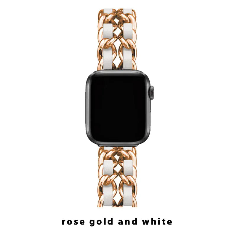 KissICON 5 Rose Gold White / Series10-11 42mm Women Metal Strap for Apple Watch Band 10 9 8 Ultra 46mm 42mm 49mm 7 SE 6 5 41mm 45mm 44/40mm Lady Gold Steel Bracelet Wristband