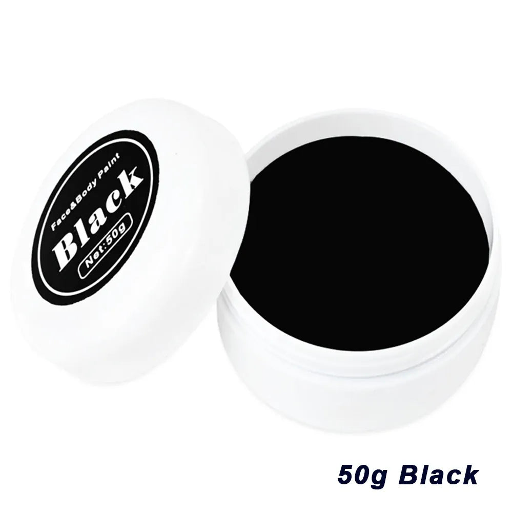 KissICON 50g Black Professional Halloween Makeup Kit Face Body Paint White Black Red Special Effects Christmas Cosplay Party Supplies
