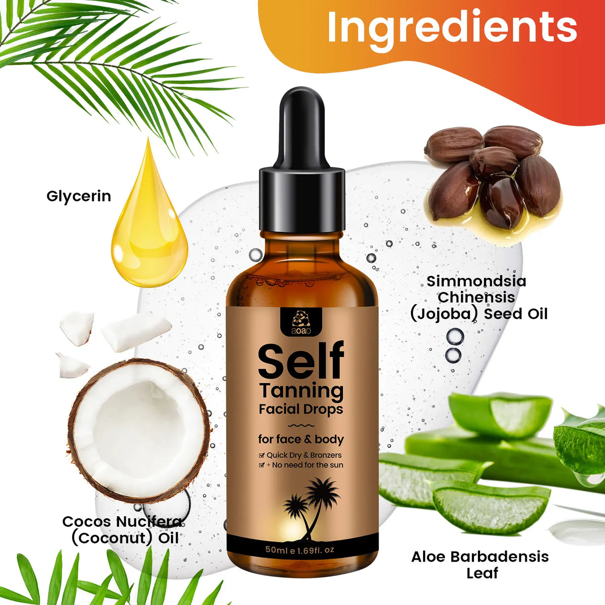 KissICON 50ml KissIcon Aoao Self Tanning Drops HA - Glow
