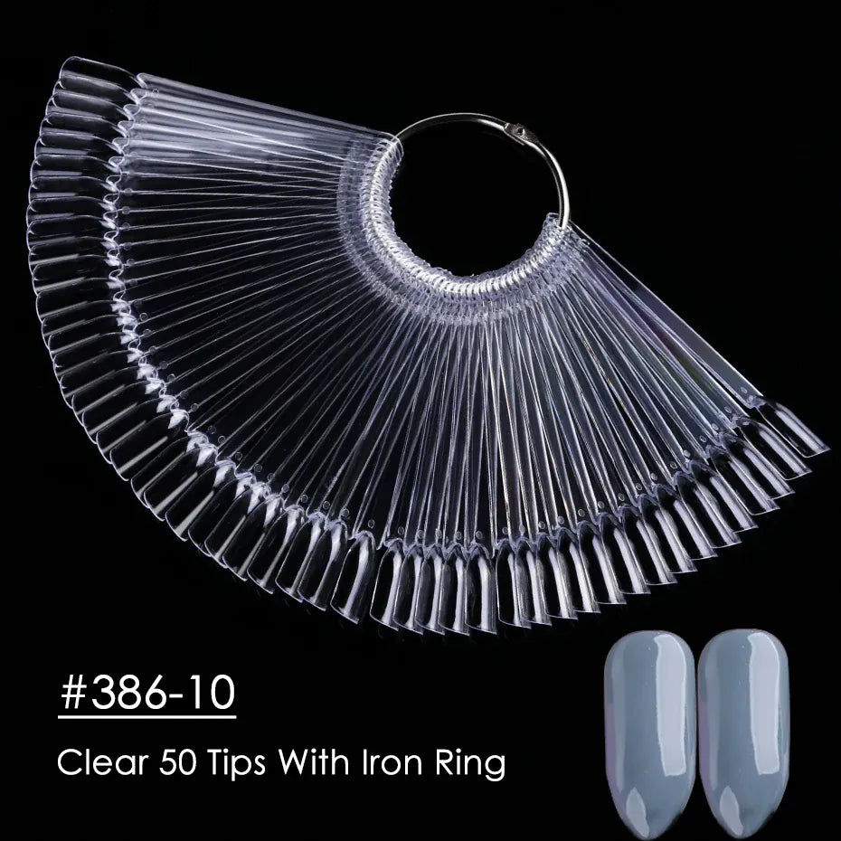 KissICON 💋 50Pcs False Nail Tips Clear Chart Oval