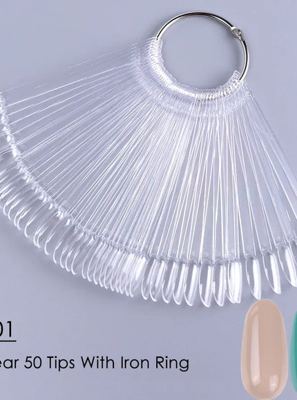 KissICON 💋 50Pcs False Nail Tips Clear Chart Oval