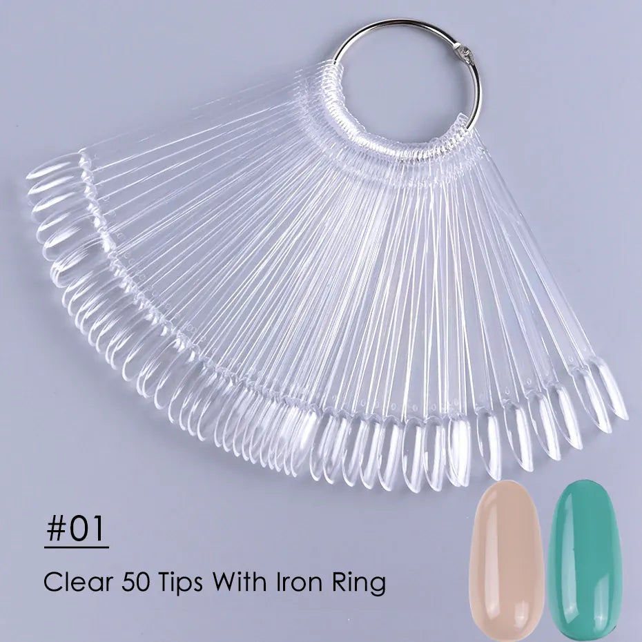 KissICON 💋 50Pcs False Nail Tips Clear Chart Oval