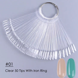 KissICON 💋 50Pcs False Nail Tips Clear Chart Oval