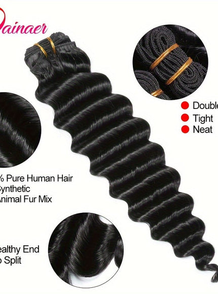 KissIcon Deep Wave Hair Bundles 4x4 Closure -