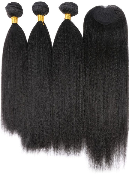 Yaki Straight Hair Extensions With Closure - Heat