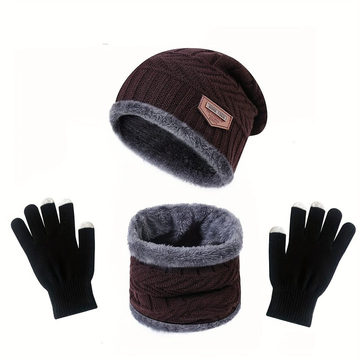 Warm Winter Riding Hat Scarf Gloves 3Piece Set