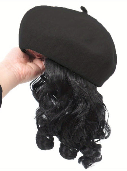 KissIcon Elegant Curly Wave Beret Wig Hat -