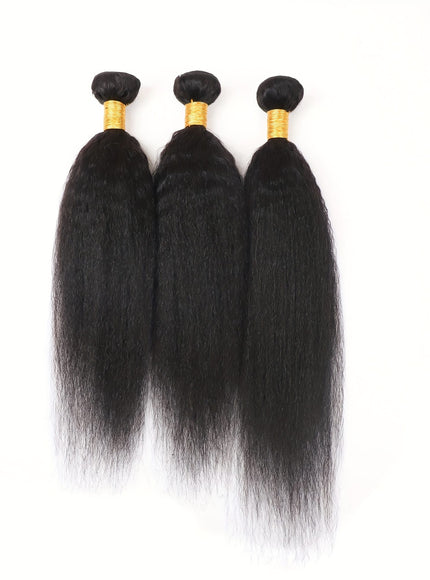 Brazilian Yaki Straight Extensions 3 Bundles Remy Black