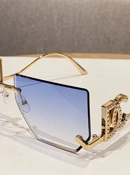 2025 Fashion Brand Luxury Designer Sunglasses Women Vintage Letter Oversized Rimless Shades Glasses New Summer Travel Sunglasses