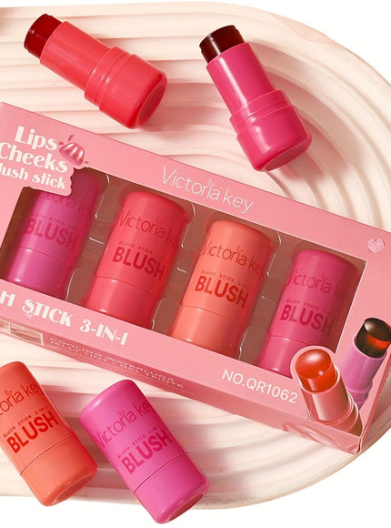 jkthpu-45 5g*4pcs 💋 VICTRIAKEY 4 Shades Jelly Blush Lip Duo