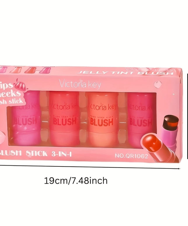 jkthpu-45 5g*4pcs 💋 VICTRIAKEY 4 Shades Jelly Blush Lip Duo