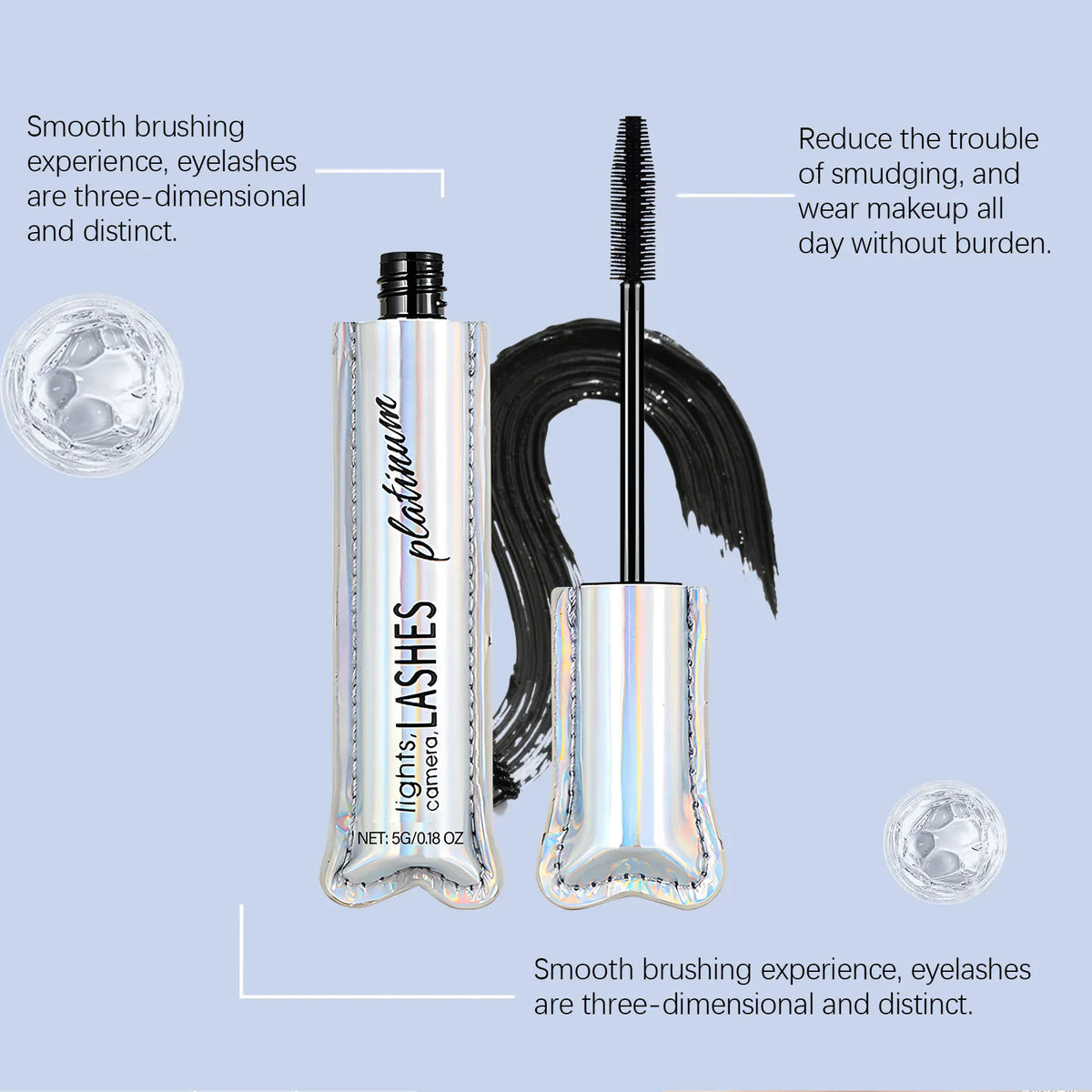 KissICON 5g 💋 Gentle Black Mascara - Lasting Curl And