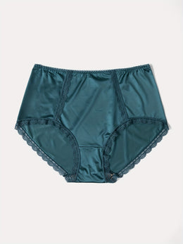 jkthpu-45 5Pack Elegant Lace Trim Satin HighWaist Panties