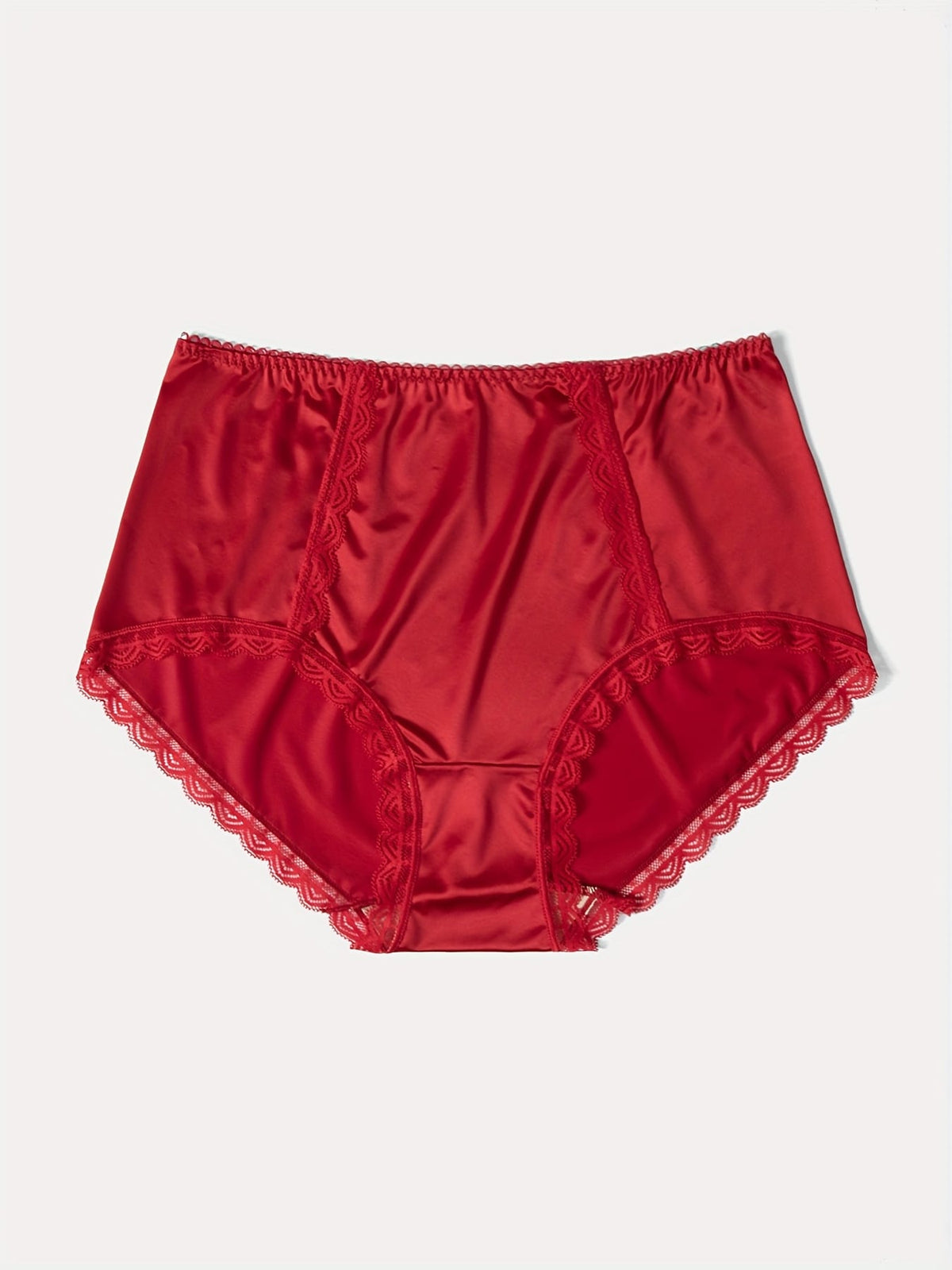 jkthpu-45 5Pack Elegant Lace Trim Satin HighWaist Panties