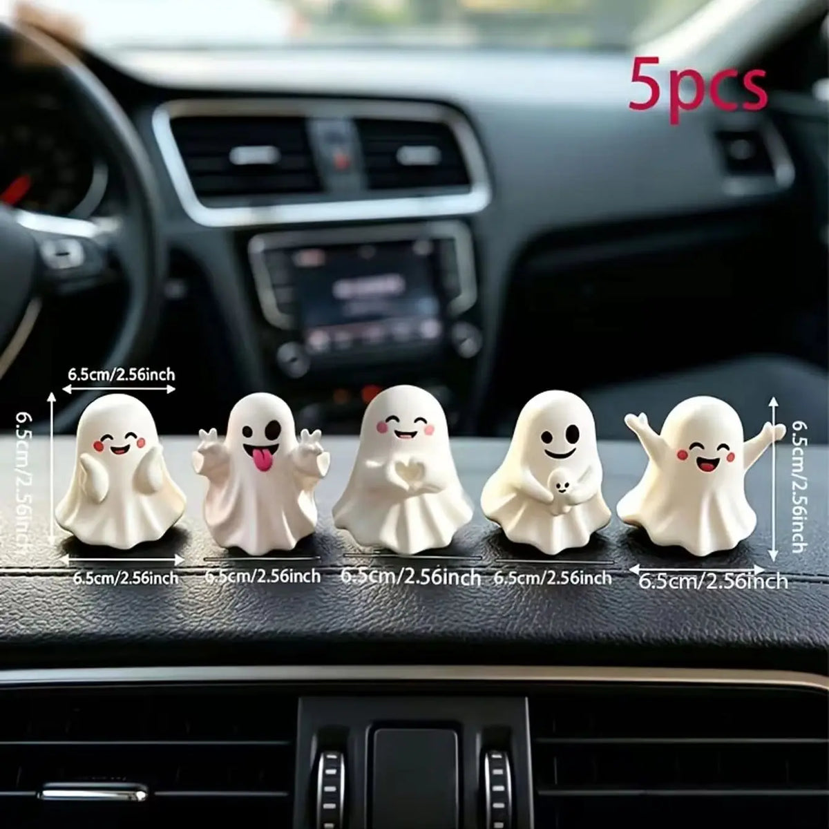 KissICON 5pcs 5 sets of Halloween ghost figurines, cute mini ghost home decor, Halloween desktop decoration ornaments