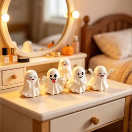 KissICON 5pcs 5 sets of Halloween ghost figurines, cute mini ghost home decor, Halloween desktop decoration ornaments