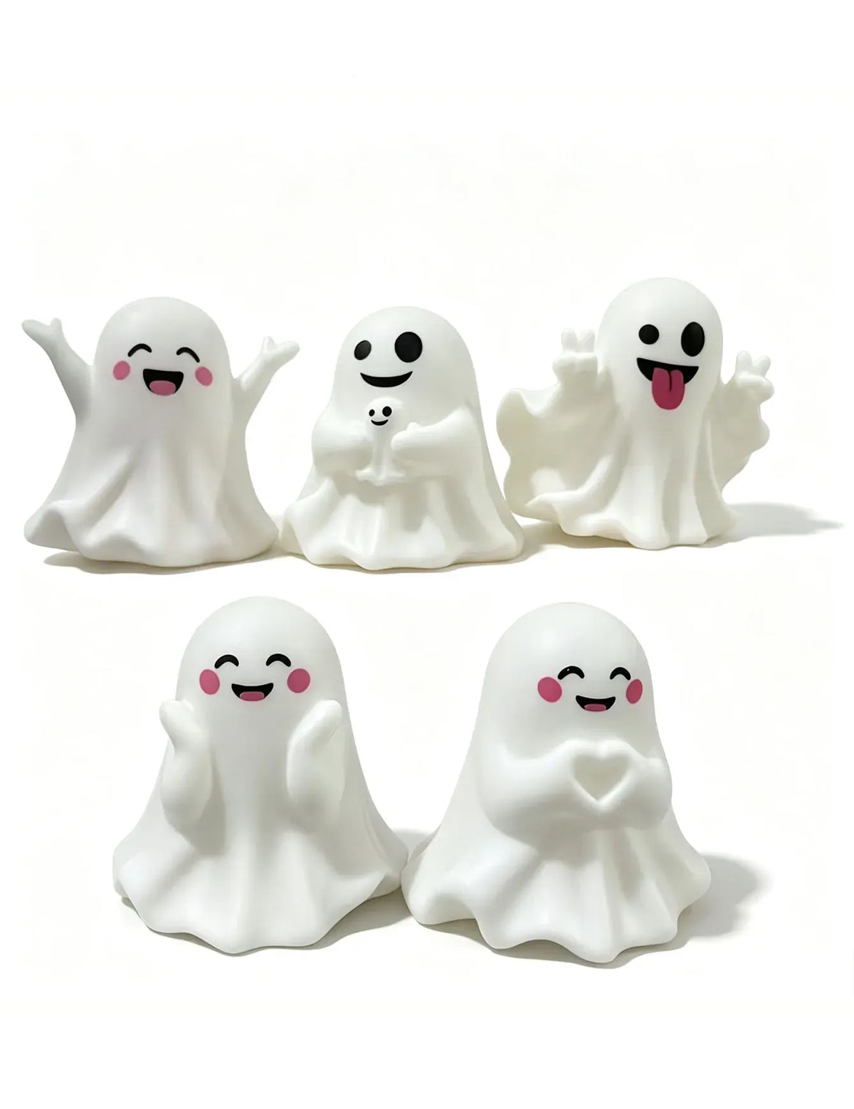 KissICON 5pcs 5 sets of Halloween ghost figurines, cute mini ghost home decor, Halloween desktop decoration ornaments