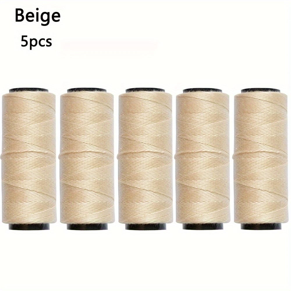KissICON 5pcs Beige 💋 Hair Extension Sewing Threads 5 Roll Kit