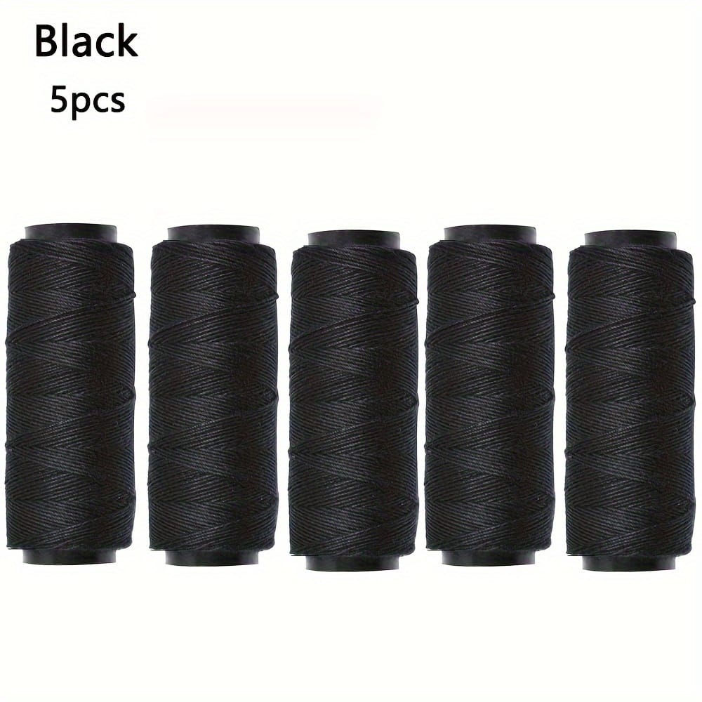 KissICON 5pcs Black 💋 Hair Extension Sewing Threads 5 Roll Kit