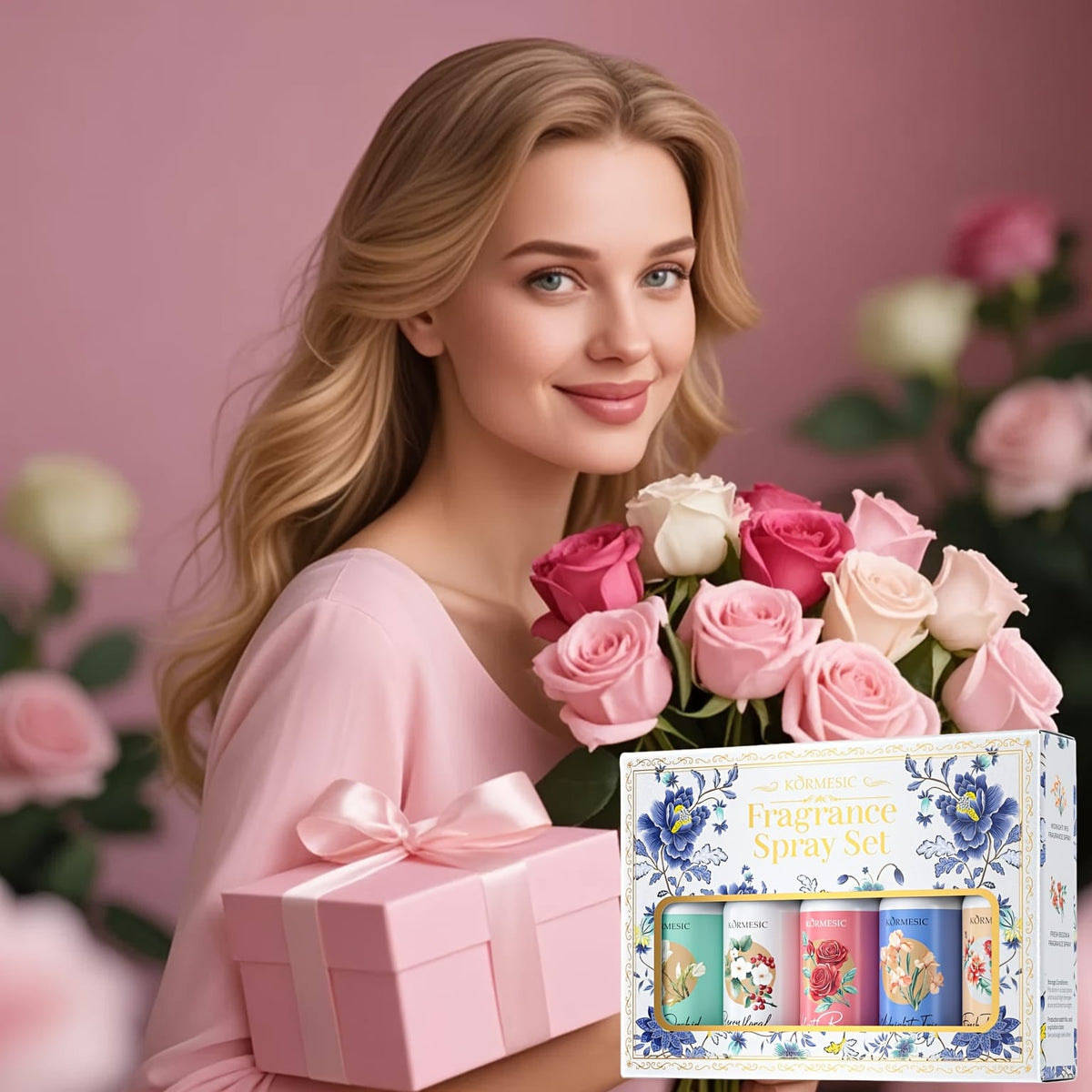 KissICON 5pcs/box Floral Scented Spray Set – Refreshing Moisturizing