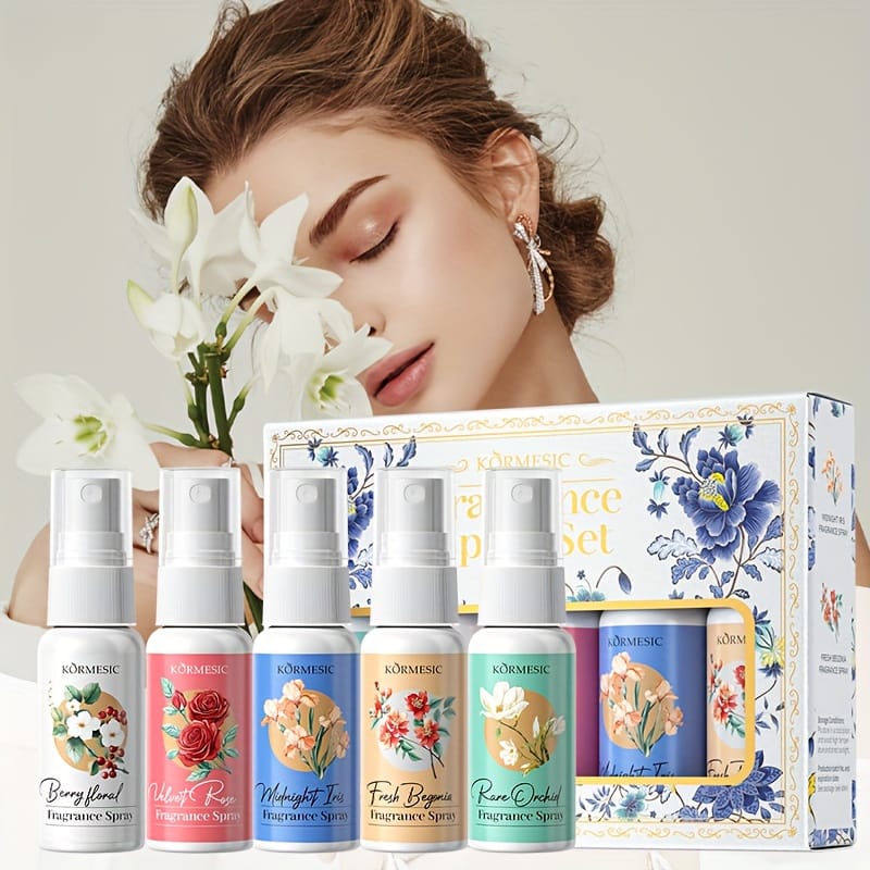 KissICON 5pcs/box Floral Scented Spray Set – Refreshing Moisturizing