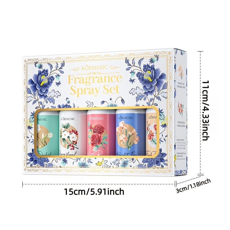 KissICON 5pcs/box Floral Scented Spray Set – Refreshing Moisturizing