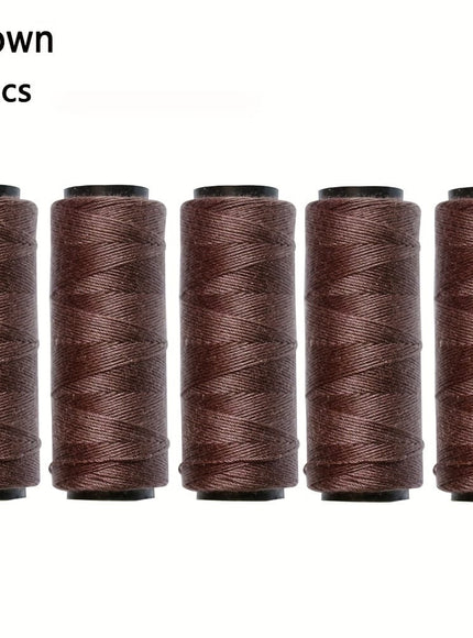 KissICON 5pcs Brown 💋 Hair Extension Sewing Threads 5 Roll Kit