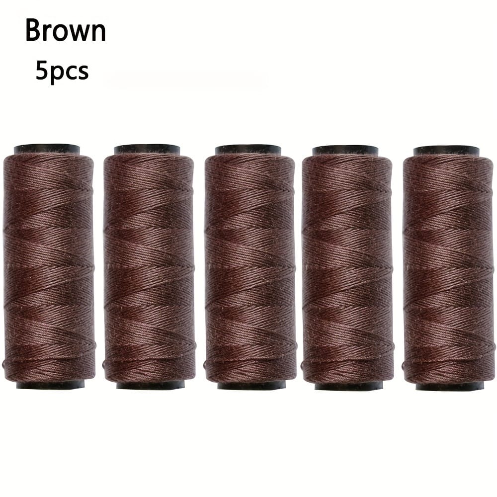 KissICON 5pcs Brown 💋 Hair Extension Sewing Threads 5 Roll Kit