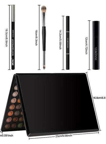 KissICON 5pcs Eye Makeup Set 5piece Eyeshadow Kit Mascara Liner Pencil