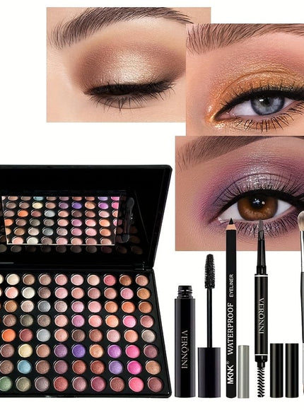 KissICON 5pcs Eye Makeup Set 5piece Eyeshadow Kit Mascara Liner Pencil