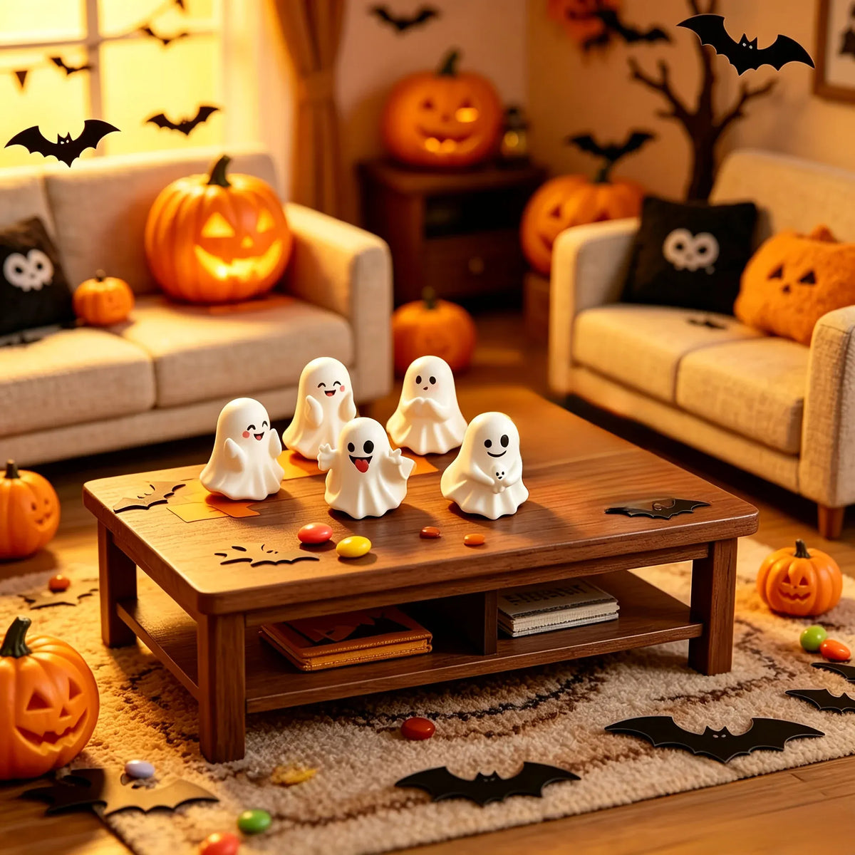 KissICON 5pcs Halloween Figurine Set • Cute Mini Home Decor • Holiday Home Decoration Enhancement • Autumn Seasonal Tabletop Ornaments