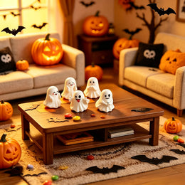 KissICON 5pcs Halloween Figurine Set • Cute Mini Home Decor • Holiday Home Decoration Enhancement • Autumn Seasonal Tabletop Ornaments