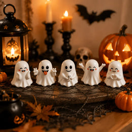 KissICON 5pcs Halloween Figurine Set • Cute Mini Home Decor • Holiday Home Decoration Enhancement • Autumn Seasonal Tabletop Ornaments