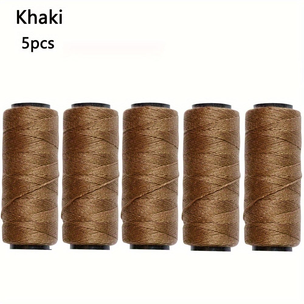 KissICON 5pcs Khaki 💋 Hair Extension Sewing Threads 5 Roll Kit