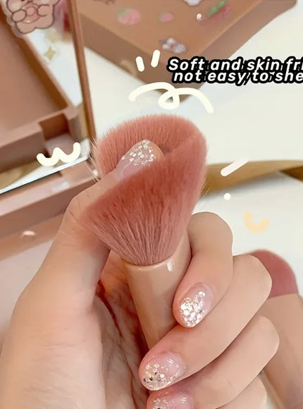 KissICON 5Pcs Makeup Brush Set With Mirror Foldable Travel