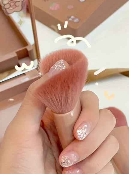KissICON 5Pcs Makeup Brush Set With Mirror Foldable Travel