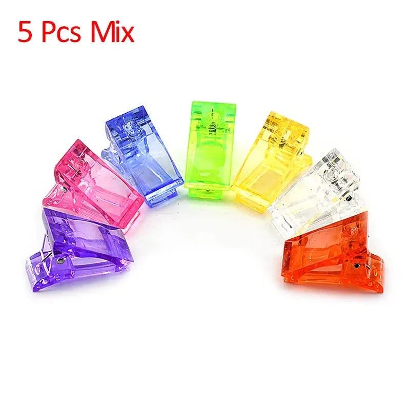 KissICON 5pcs Mixed Acrylic Nail Clip Transparent Gel Quick Building Tool