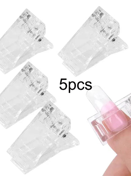 KissICON 5pcs Transparent Acrylic Nail Clip Transparent Gel Quick Building Tool