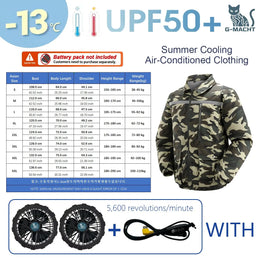 KissICON 5V 2Fan Camo / 3XL(80-92 kg) Ultralight Summer Cooling Vest Sun Protection  Windbreaker Jacket