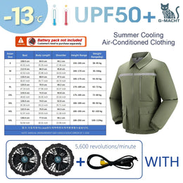 KissICON 5V 2Fan Green / 5XL(100-115kg) Ultralight Summer Cooling Vest Sun Protection  Windbreaker Jacket