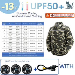 KissICON 5V3 Fan Camo / 3XL(80-92 kg) Ultralight Summer Cooling Vest Sun Protection  Windbreaker Jacket