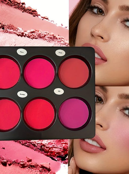 KissICON 6 Color Blush Palette 6color Matte Blush Highlighter Palette Natural