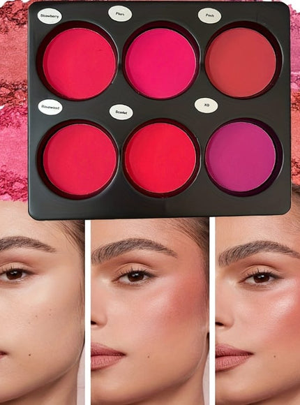 KissICON 6 Color Blush Palette 6color Matte Blush Highlighter Palette Natural