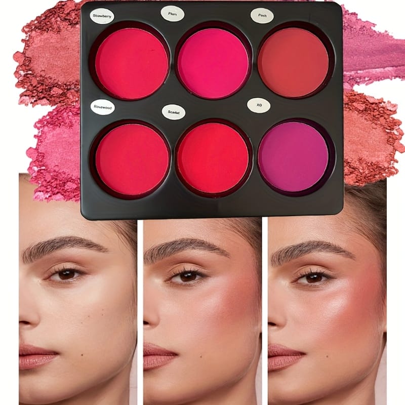 KissICON 6 Color Blush Palette 6color Matte Blush Highlighter Palette Natural