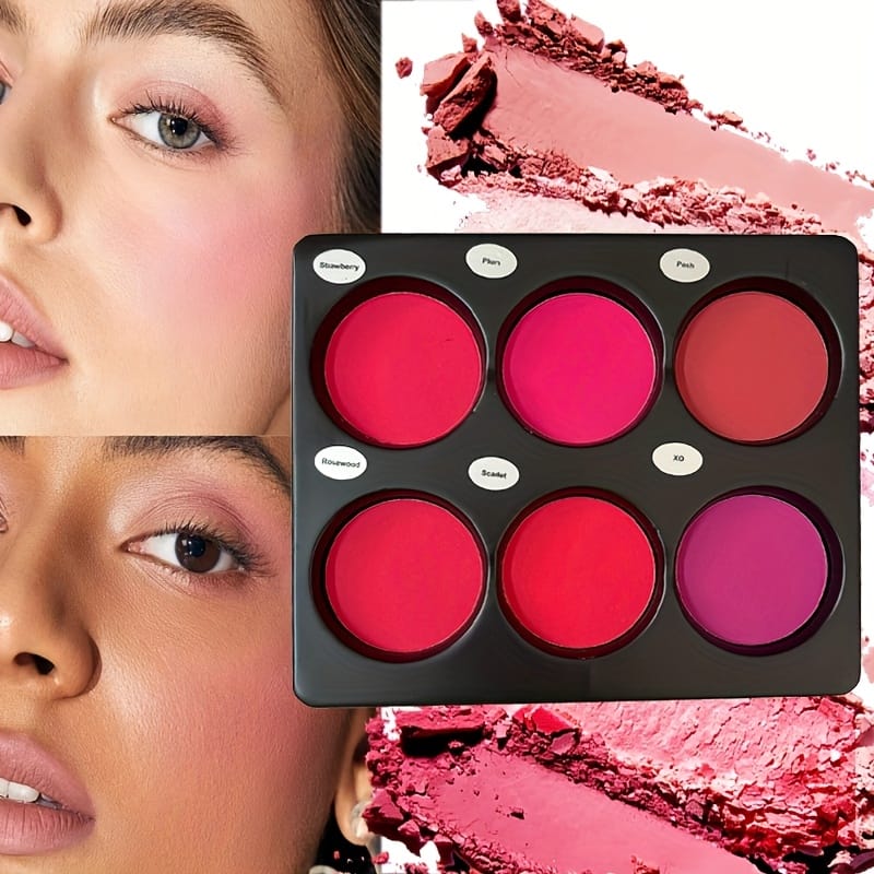 KissICON 6 Color Blush Palette 6color Matte Blush Highlighter Palette Natural